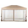 10ft x 12ft Fully Enclosed Solid Steel Garden Gazebo Patio Canopy with Mosquito Netting Tan/Brown