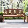 Curved Back 4-Ft Outdoor Garden Bench with Arm-Rests in Natural Wood Finish