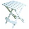 Outdoor Fast Folding Patio Side Table, White Weather Resistant Resin