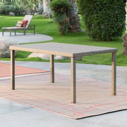 Weather Resistant Resin Wicker Patio Dining Table 63-inch with Steel Frame