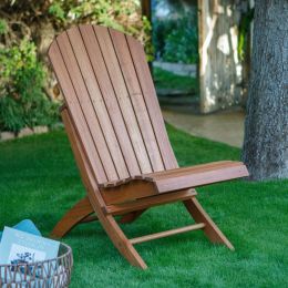 Outdoor Patio Armless Hardwood Adirondack Chair with Brown Wood Stain