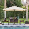 Rectangle 8-Ft x 11-Ft Patio Umbrella with Bronze Finish Pole and Beige Shade