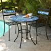 Outdoor 3-Piece Aqua Blue Mosaic Tiles Patio Furniture Bistro Set