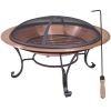 Large 29-inch Outdoor Fire Pit in 100% Solid Copper with Screen Cover