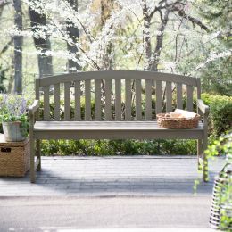 Outdoor Curved Back 5-Ft Garden Bench with Arms in Driftwood Finish