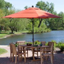 Outdoor Patio 11-Ft Market Umbrella with Push Button Tilt with Brick Red Orange Shade
