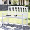 5-Ft Wood Garden Bench with Curved Slat Back and Armrests in White