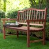 4-Ft Wood Garden Bench with Curved Arched Back and Armrests