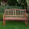 4-Ft Wood Garden Bench with Curved Arched Back and Armrests