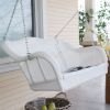 White Resin Wicker Porch Swing with Hanging Chain - 600-lb Weight Capacity