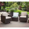 Outdoor Wicker Resin 3-Piece Patio Furniture Set with 2 Chairs and Cooler Storage Side Table