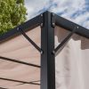 Heavy Duty Steel Frame Outdoor Gazebo Pergola with Beige Fabric Sun Shade