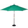 11-Ft Wood Patio Umbrella with Green Canopy - Commercial Grade