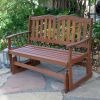 4-Ft Outdoor Patio Garden Love-seat Glider Chair in Natural Eucalyptus Wood