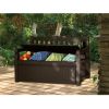 Brown Resin Outdoor Patio Garden Bench with Storage Box