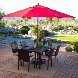 Outdoor Patio 11-Ft Market Umbrella with Red Shade Canopy