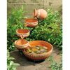 Terracotta 5-Tier Bowls Outdoor Solar Fountain Bird Bath