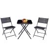 Outdoor 3-Piece Folding Bistro Patio Set with Table and Chairs