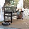 5-Ft Outdoor Curved Back Garden Bench with Armrest in Black Wood Finish