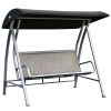 Durable Steel Frame 3-Seat Sling Canopy Swing in Grey for Outdoor Patio Porch