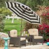 Stylish 9-Ft Market Patio Umbrella with Crank and Tilt in Dark Navy and White Stripe
