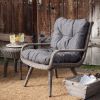 Weather Resistant Wicker Resin Patio Furniture Set with 2 Chairs Cushions and Side Table