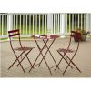 Red 3-Piece Folding Outdoor Patio Furniture Bistro-Style Table and Chairs Set