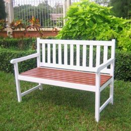 Outdoor Weather Resistant Acacia Wood 4-Ft Patio Garden Bench in White Oak Finish