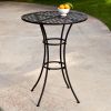 Black Wrought Iron Outdoor Bistro Patio Table with Timeless Round Tabletop