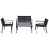 Modern 4-Piece Outdoor Patio Furniture Set with Sling Chairs and Coffee Table