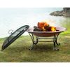 Large 35-inch Copper Bowl Fire Pit with Steel Stand and Cover