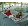 White Cotton Rope XL Hammock with 13-ft Black Metal Stand