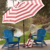 Outdoor 9-Ft Patio Umbrella with Tilt and Crank Lift in Coral Red White Stripe