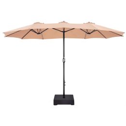 MEOOEM Patio Umbrella with Base 15ft Outdoor Market Double-Sided Extra Large Umbrella with Crank