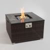 32in Square Fire Table with Ceramic Tile Tabletop 40000BTU Outdoor Fire Pit Table