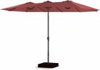 15 FT Outdoor Umbrella Double-Sided Patio Market Umbrella with Base, Crank, 100% Polyester Canopy
