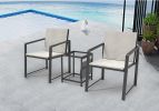 Outdoor Patio Furniture Set Garden Armchair Coffee Side Table,Black Frame, Modern Design