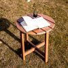 Outdoor Adirondack Side Table,Round Weather Resistant Coffee End Table for Patio,Easy to Assemble (Round - Brown)