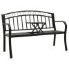 Patio Bench with a Table 49.2" Steel Black