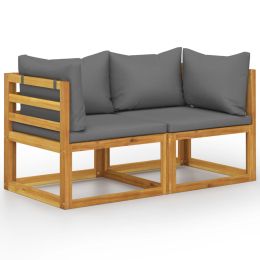 2-seater Patio Bench with Dark Gray Cushions