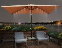 10 x 6.5t Rectangular Patio Solar LED Lighted Outdoor Market Umbrellas with Crank &amp; Push Button Tilt for Garden Shade Outside Swimming Pool RT