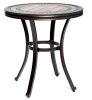 Handmade Dining Table Contemporary Round a Tile-Top Design with Heavy-Duty Aluminum Frame 28" Dia x 28.6" Height