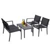 Free shipping 4 Pieces Patio Furniture Set Outdoor Garden Patio Conversation Sets Poolside Lawn Chairs with Glass Coffee Table Porch Furniture YJ