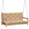 Swing Bench with Beige Cushion 47.2" Solid Teak Wood