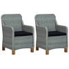 Garden Chairs with Cushions 2 pcs Poly Rattan Light Gray
