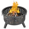 26" Round Metal Lattice Fire Pit Fire Bowl Outdoor BBQ Burn Grill Patio Brazier