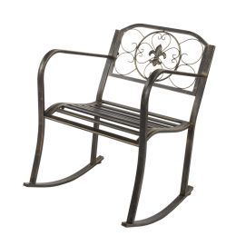 Metal Outdoor Rocking Chair Seat for Patio Porch Deck Scroll Design