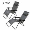 Zero Gravity Patio Adjustable Folding Reclining Chair with Pillow, 2PC Grey