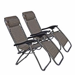 Set of 2 Adjustable Zero Gravity Chair Patio Lounge Chairs Folding Recliner Outdoor Pool Yard Beach
