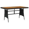 Patio Table Black 51.2"x27.6"x28.3" Poly Rattan & Solid Acacia Wood